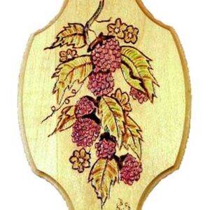 RASPBERRIES & LEAVES, WOODBURNING, NEW, SIGNED, ONE OF A KIND, HAND DONE